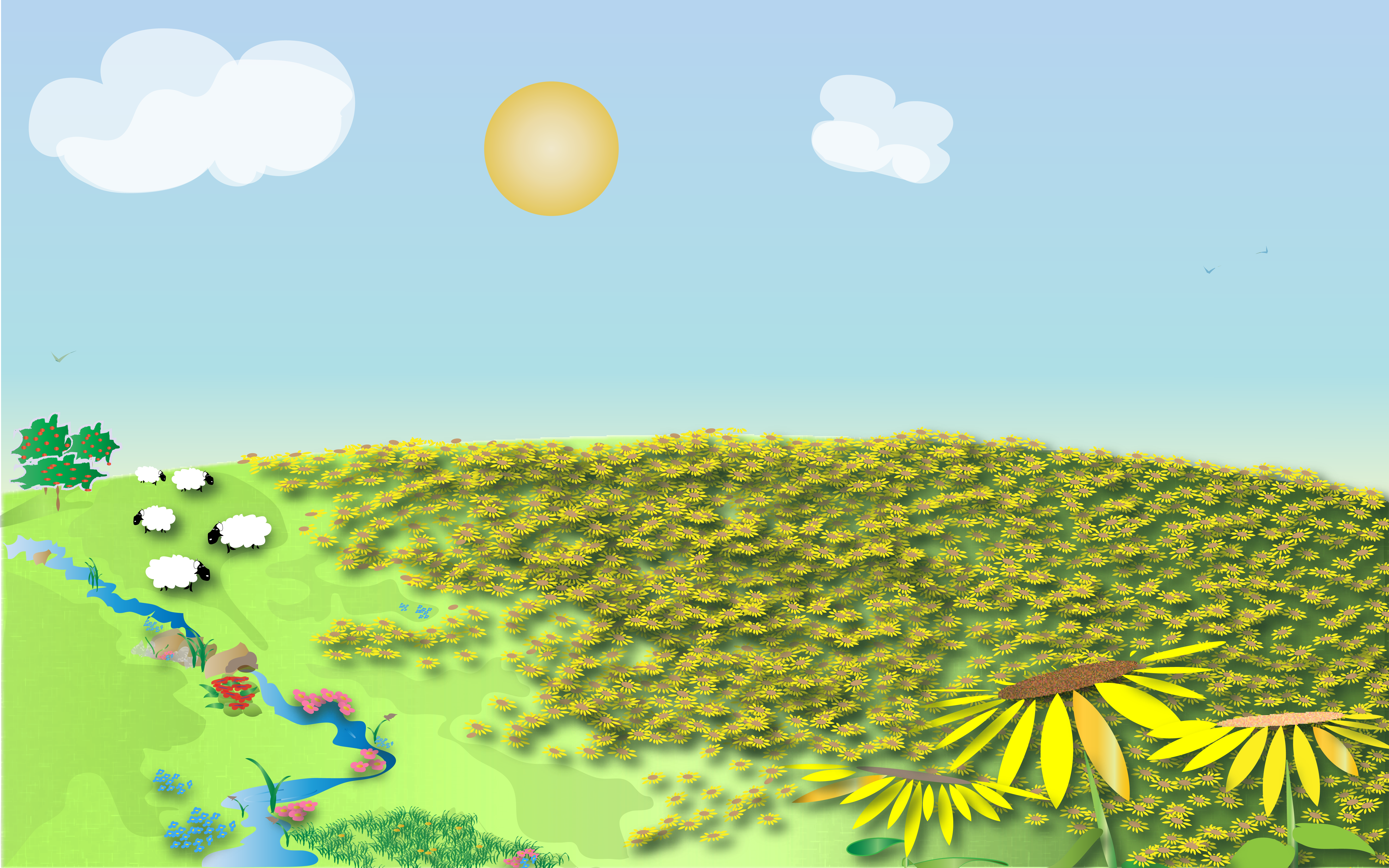 Lanscape Sunflowers illustration