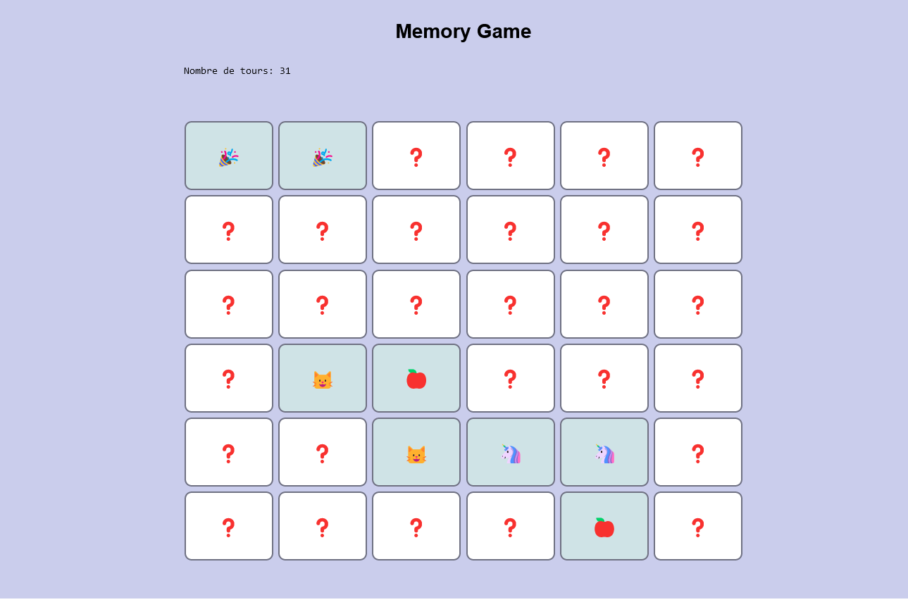 React memory game